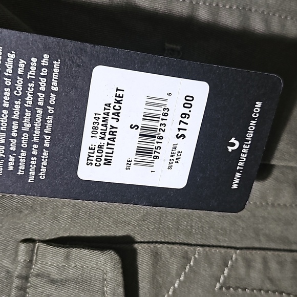 True Religion Military Green Jacket Size Small NWT - Picture 8 of 12
